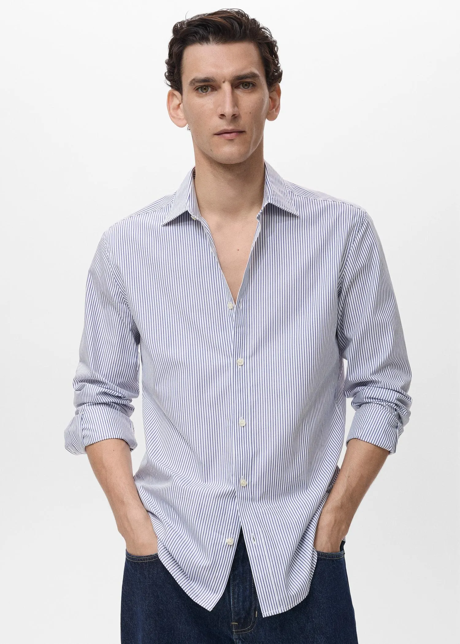 Camisa 100% algodón rayas slim fit