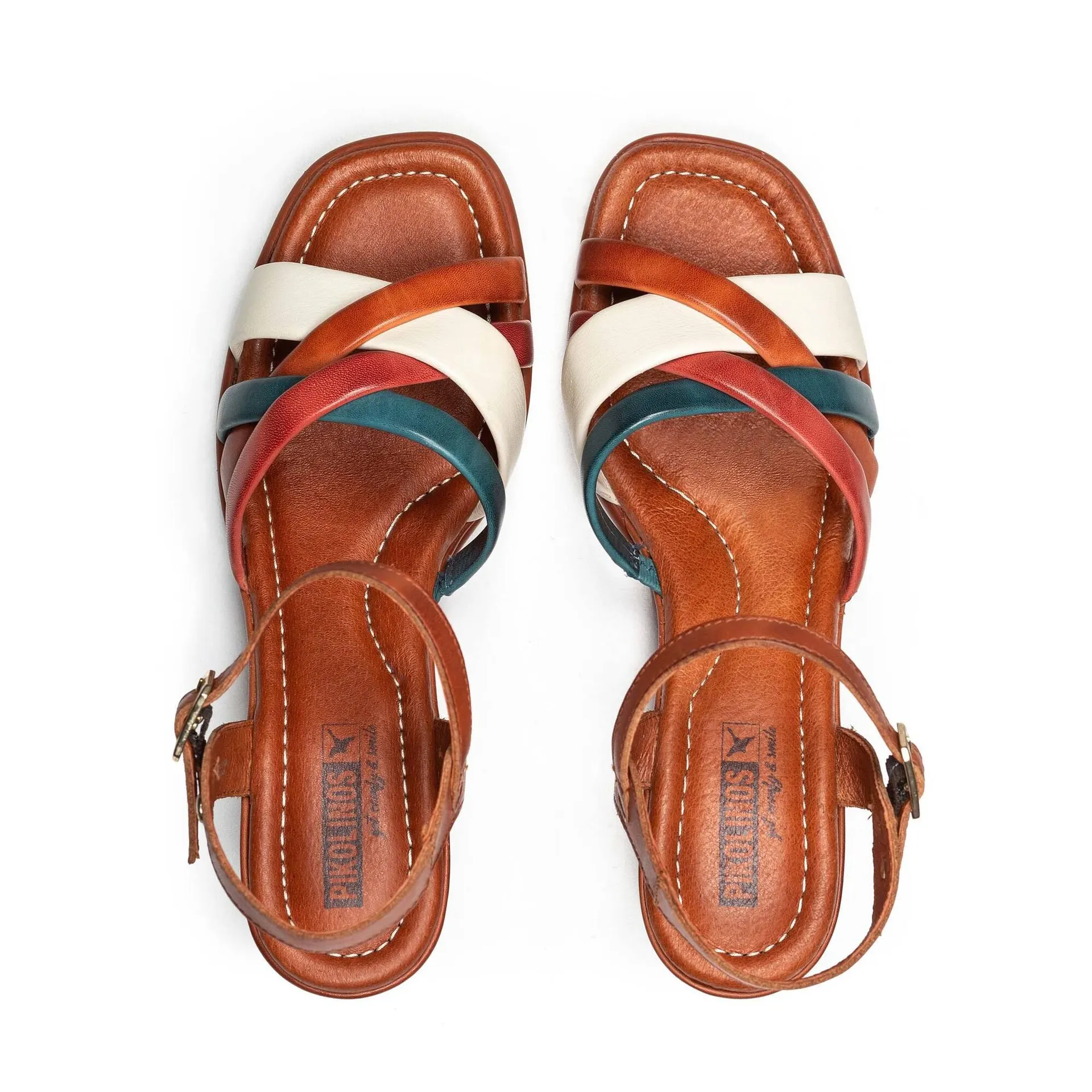 TEULADA sandalias de mujer con cuña y tiras multicolor