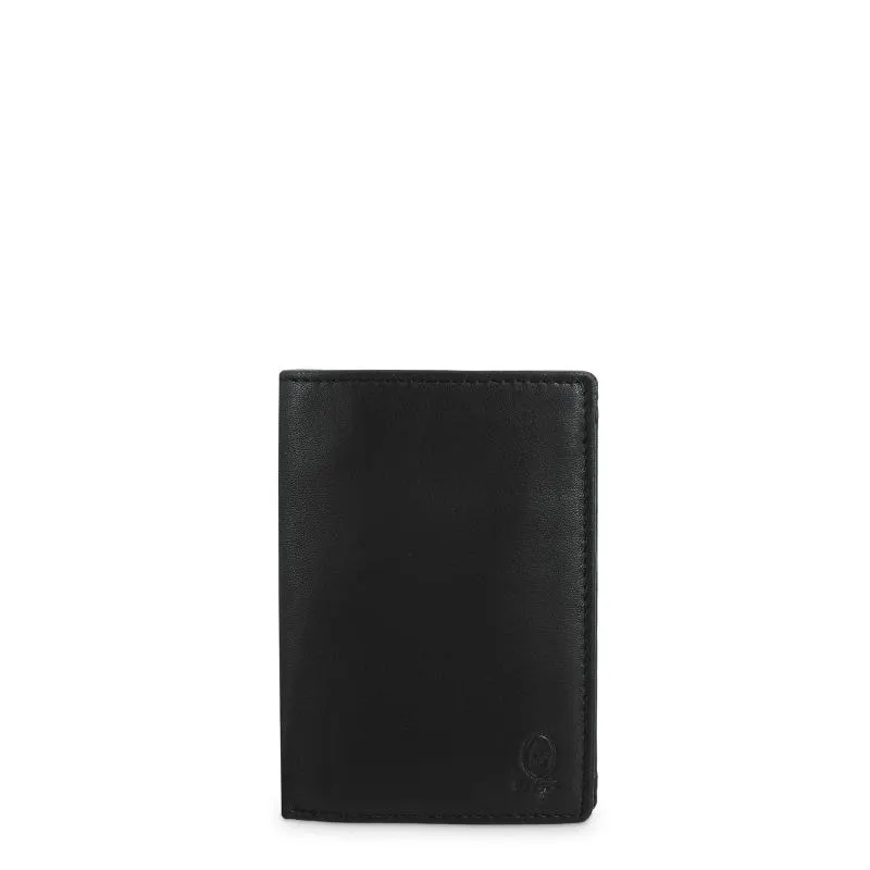 Cartera grande con tarjeteros exterior hombre en piel vacuno color negro -Roma