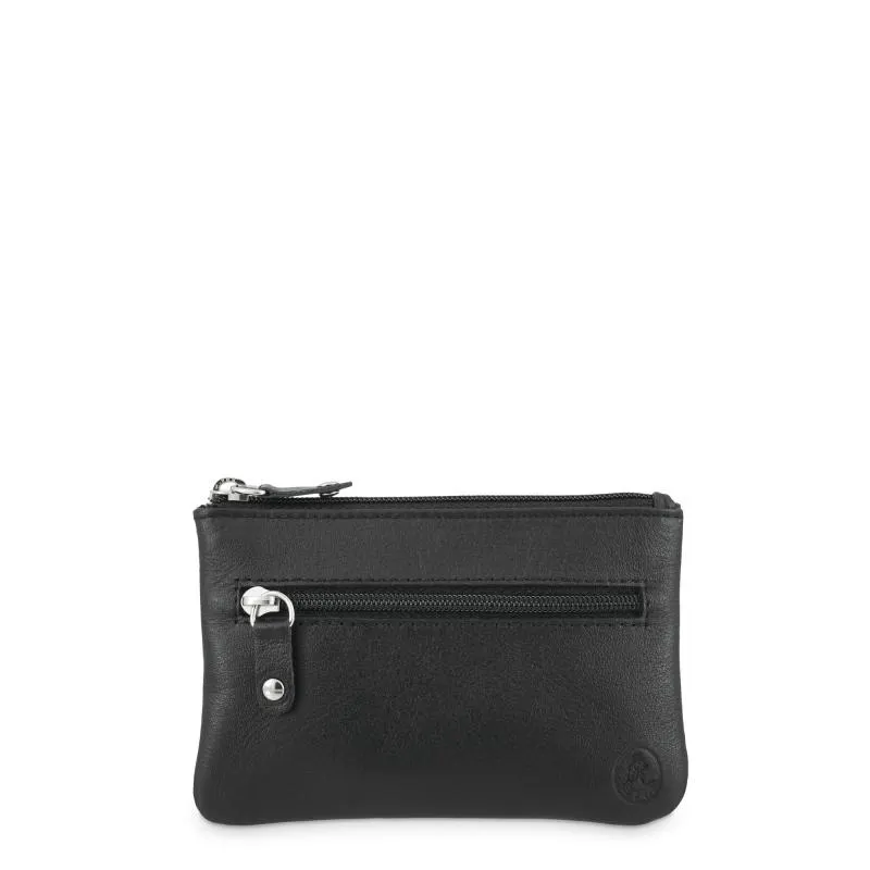 Monedero mediano 3 cremalleras llavero interior hombre en piel vacuno color negro - Box