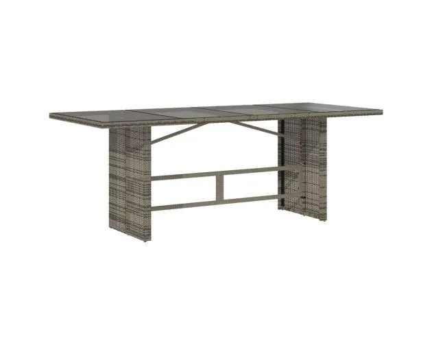 vidaXL mesa de jardín superficie de vidrio ratán pe gris 190x80x74 cm