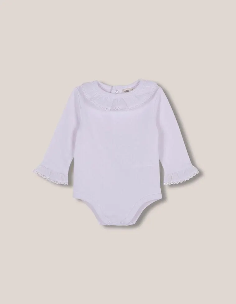 Body Blanco con tira bordada en el cuello