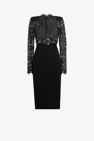 Vestido de encaje y lana