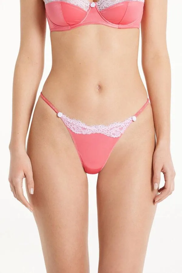 Tanga con Pernera Alta y Tira Lateral Tanga Pastel Baby Satin