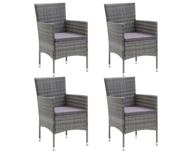 Vidaxl sillas de comedor para jardín 4 unidades ratán sintético gris