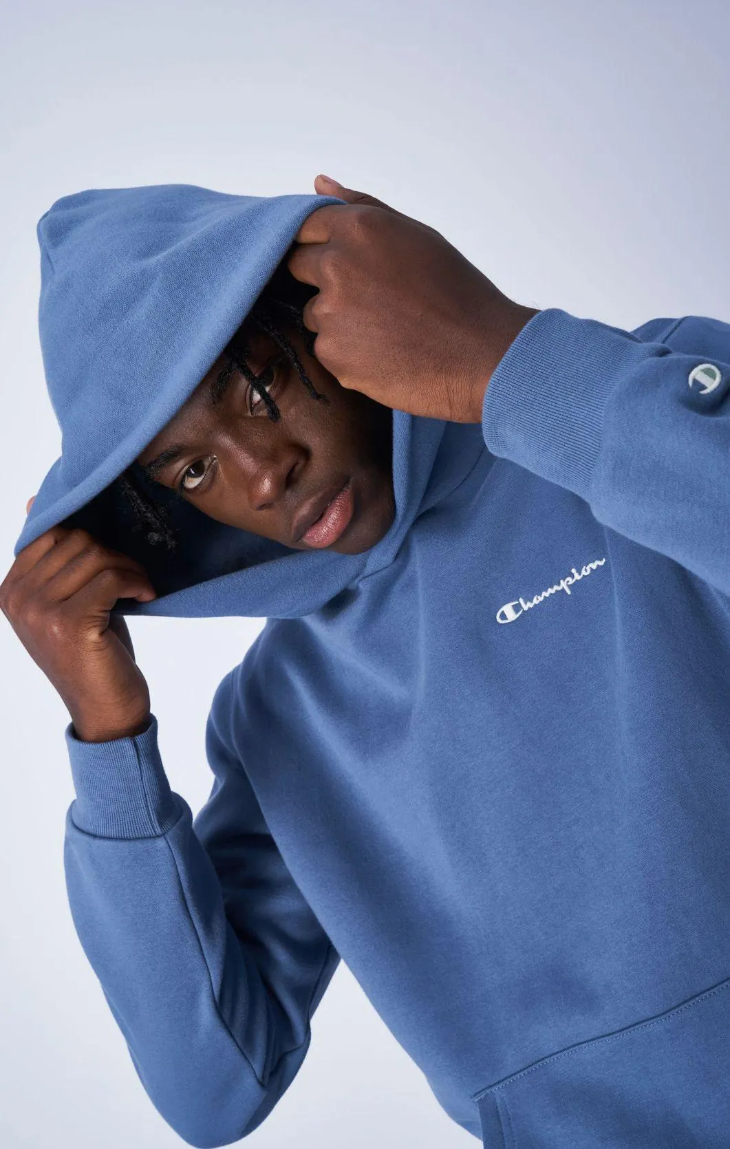 Teal Blue Sudadera con capucha de algodón orgánico sostenible