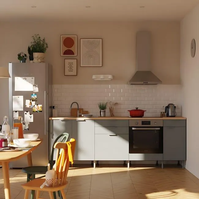 Cocina en kit Eleki gris 4 módulos bajos L.240 x H.87 x P.58 cm