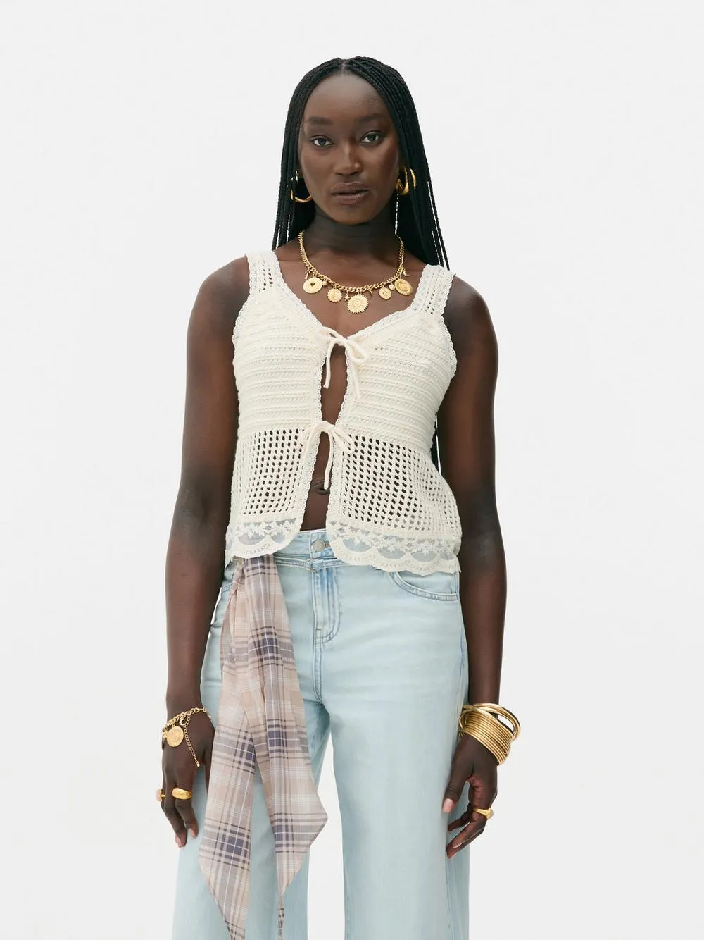 Rita Ora Tie Lace Waistcoat