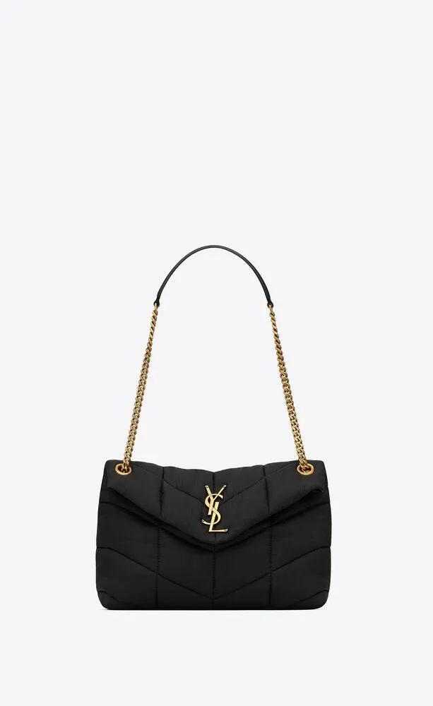 puffer pequeño de piel y nailon acolchado