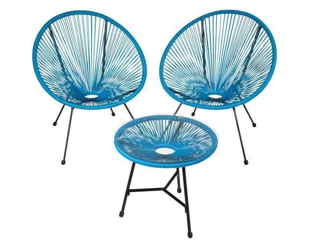 Conjunto de 2 sillas santana con mesa, azul
