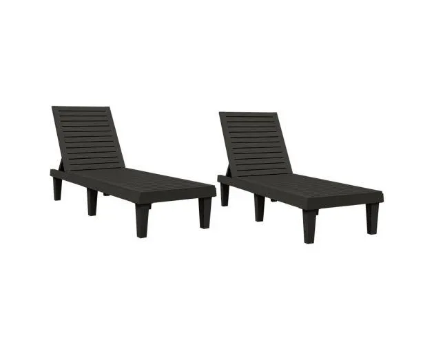 vidaXL tumbonas de polipropileno negro 2 unidades 155x58x83 cm