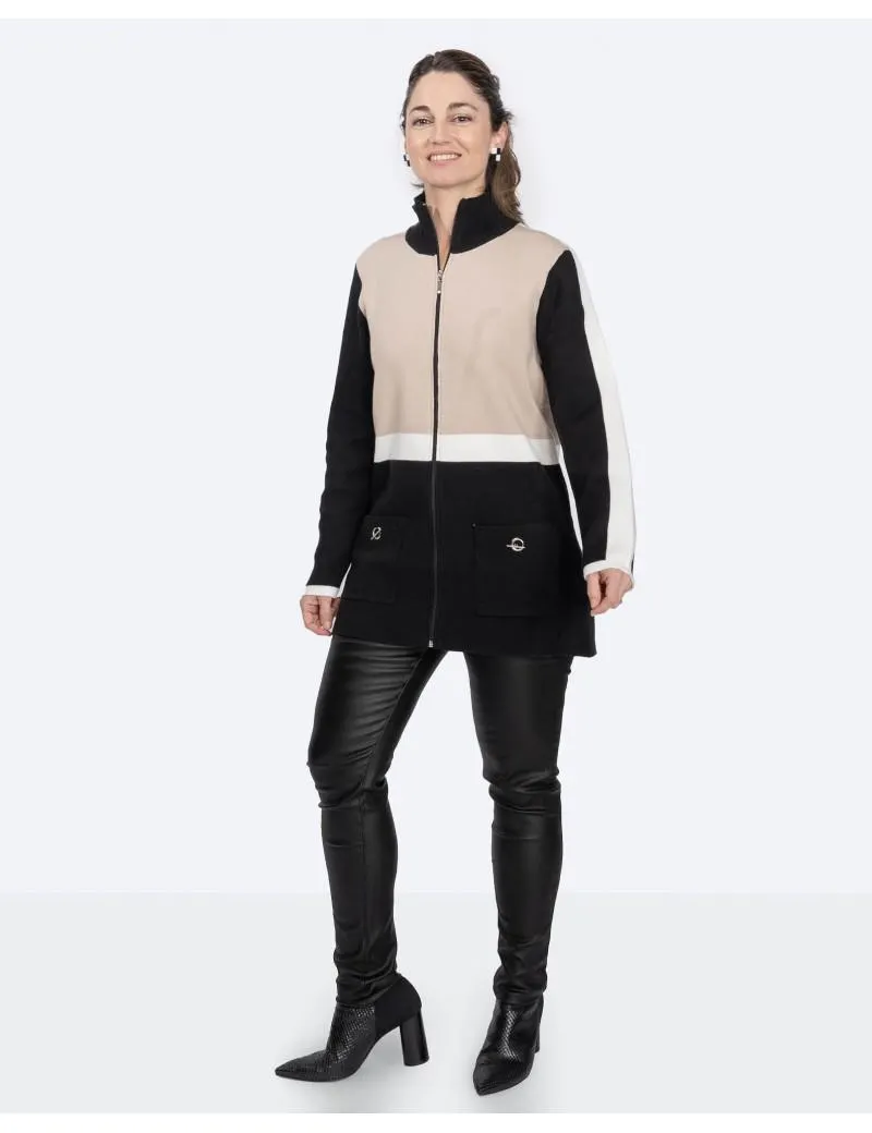 Chaqueta Larga Cremallera Combinada