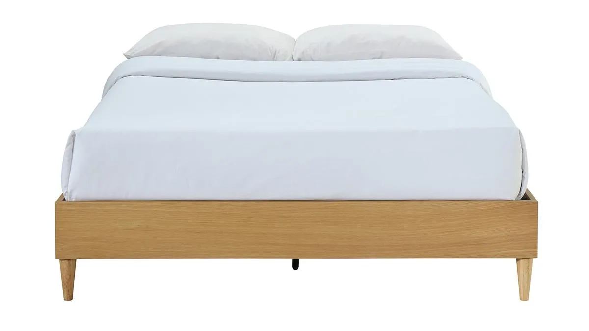 Cama adulto 160 x 200 cm con somier acabado madera clara AYO