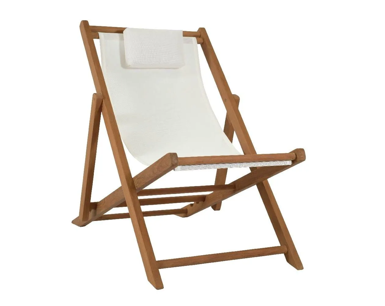 Tumbona plegable color blanco.