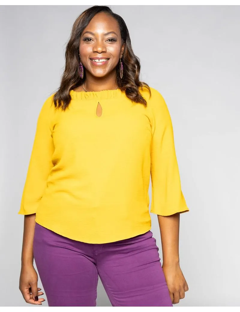 Blusa crep cuello rizado