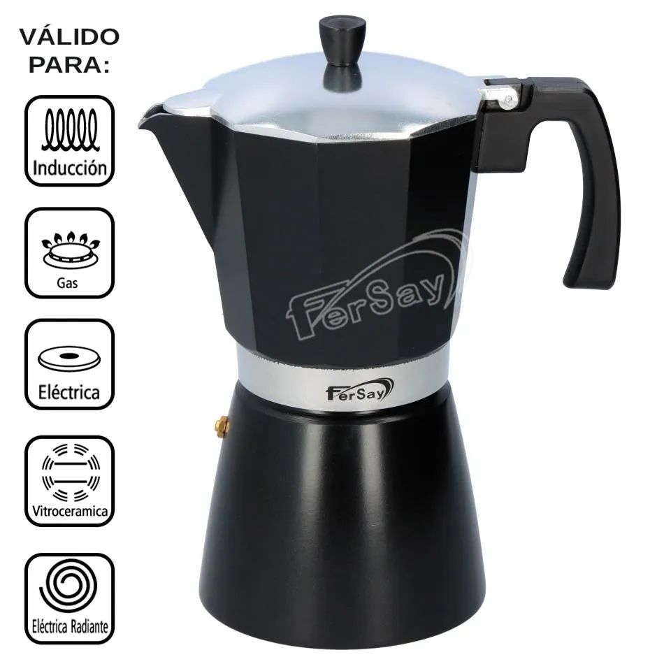 Cafetera italiana induccion Fersay 12 tazas Negra