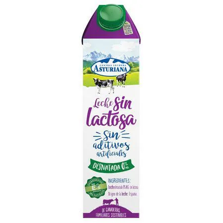 Leche sin lactosa 0,0% MG Asturiana 1l desnatada