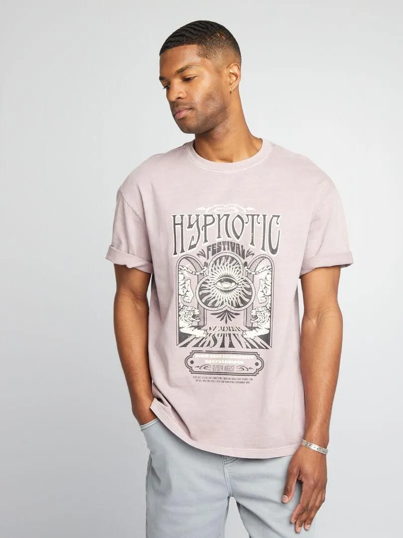 Camiseta estilo oversize estampada - PURPURA