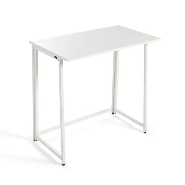 Mesa de Escritorio Plegable Utility Multifuncional para Oficina en Casa, 50 x 80 x 72 cm, Estructura Metálica, con Estante de Almacenamiento, (Blanco)
