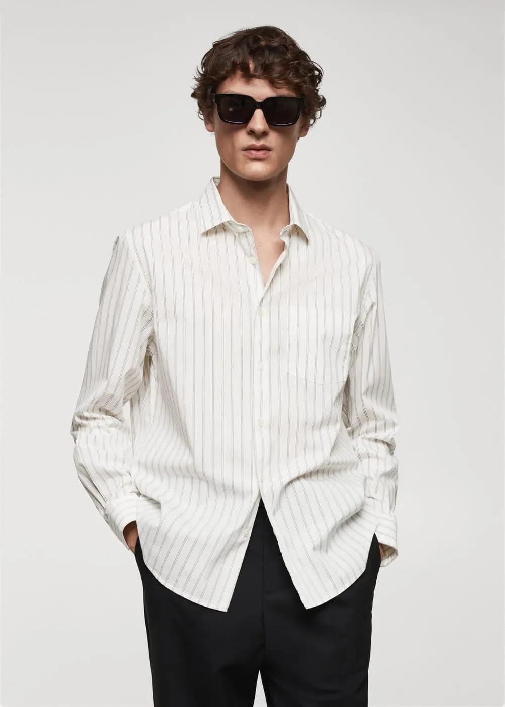 Camisa popelín classic fit rayas