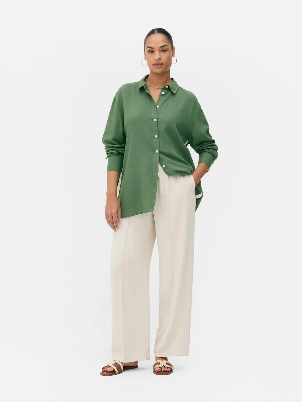 Camicia a maniche lunghe con riga laterale