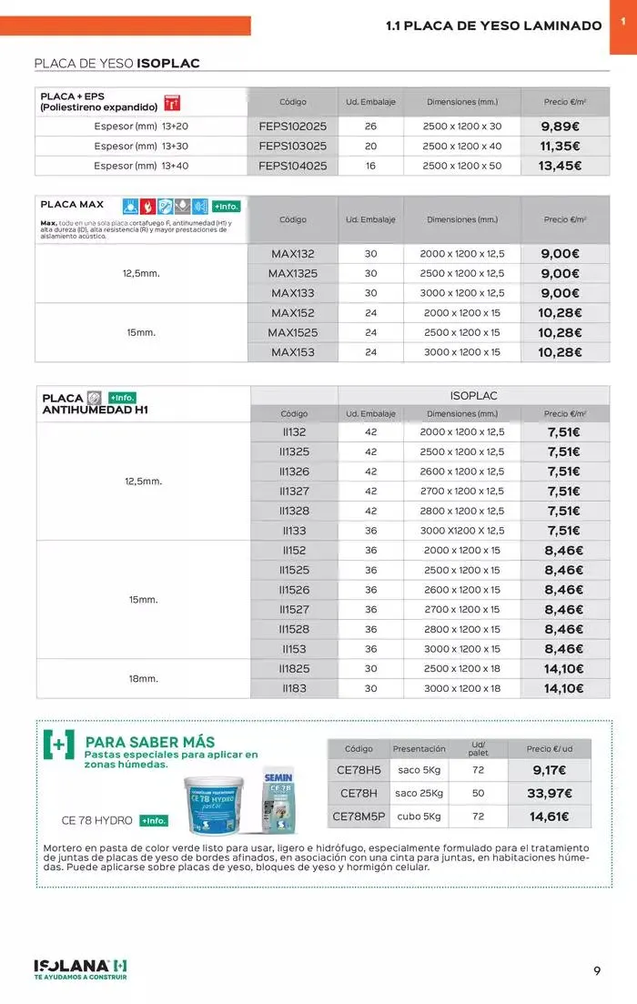 Catálogo de PLACA DE YESO LAMINADO – TARIFA ISOLANA 31 de marzo al 31 de marzo 2025 - Página 4