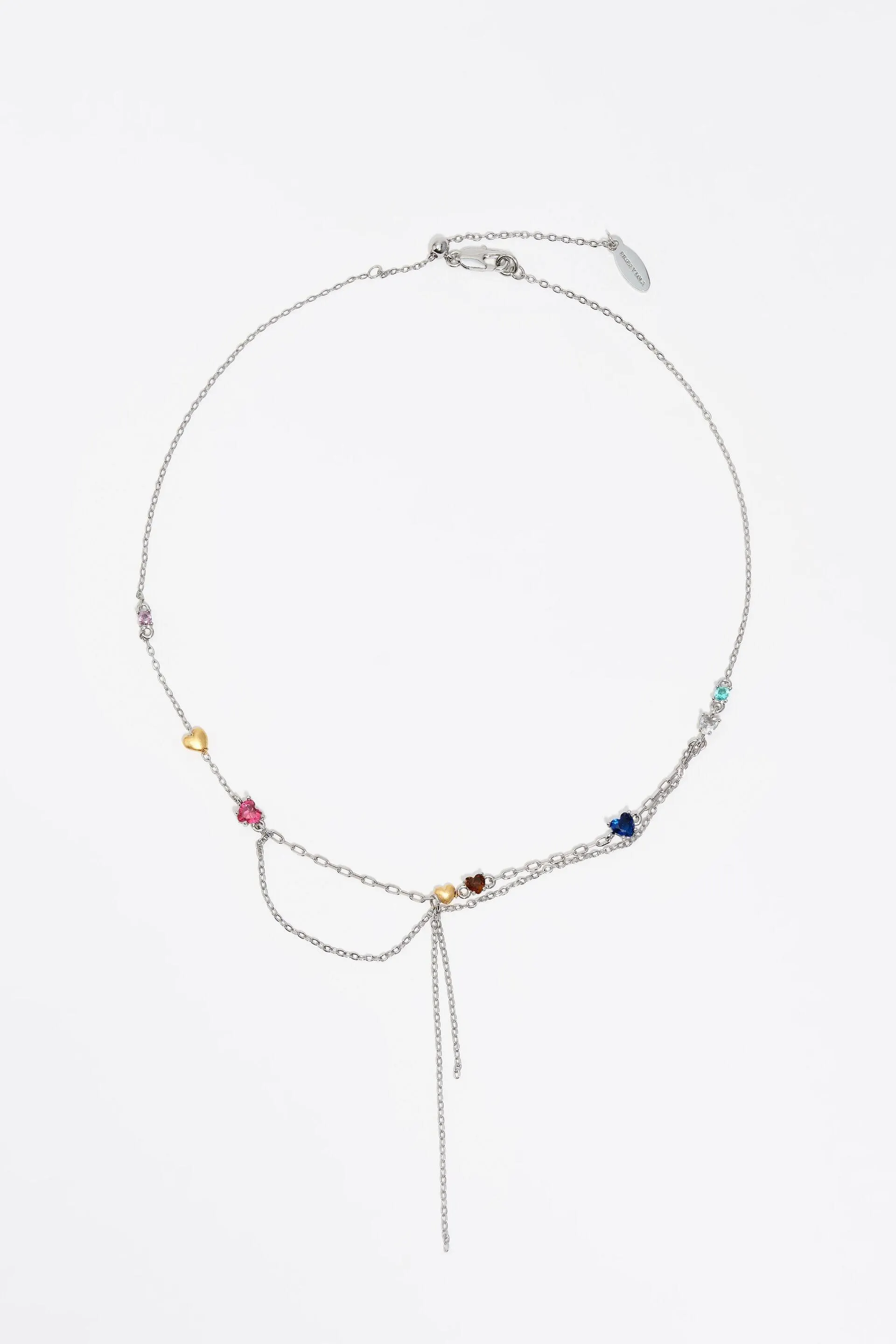 Collar cristales y cadenas plateado