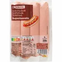 Salchichas super bocata EROSKI, sobre 330 g
