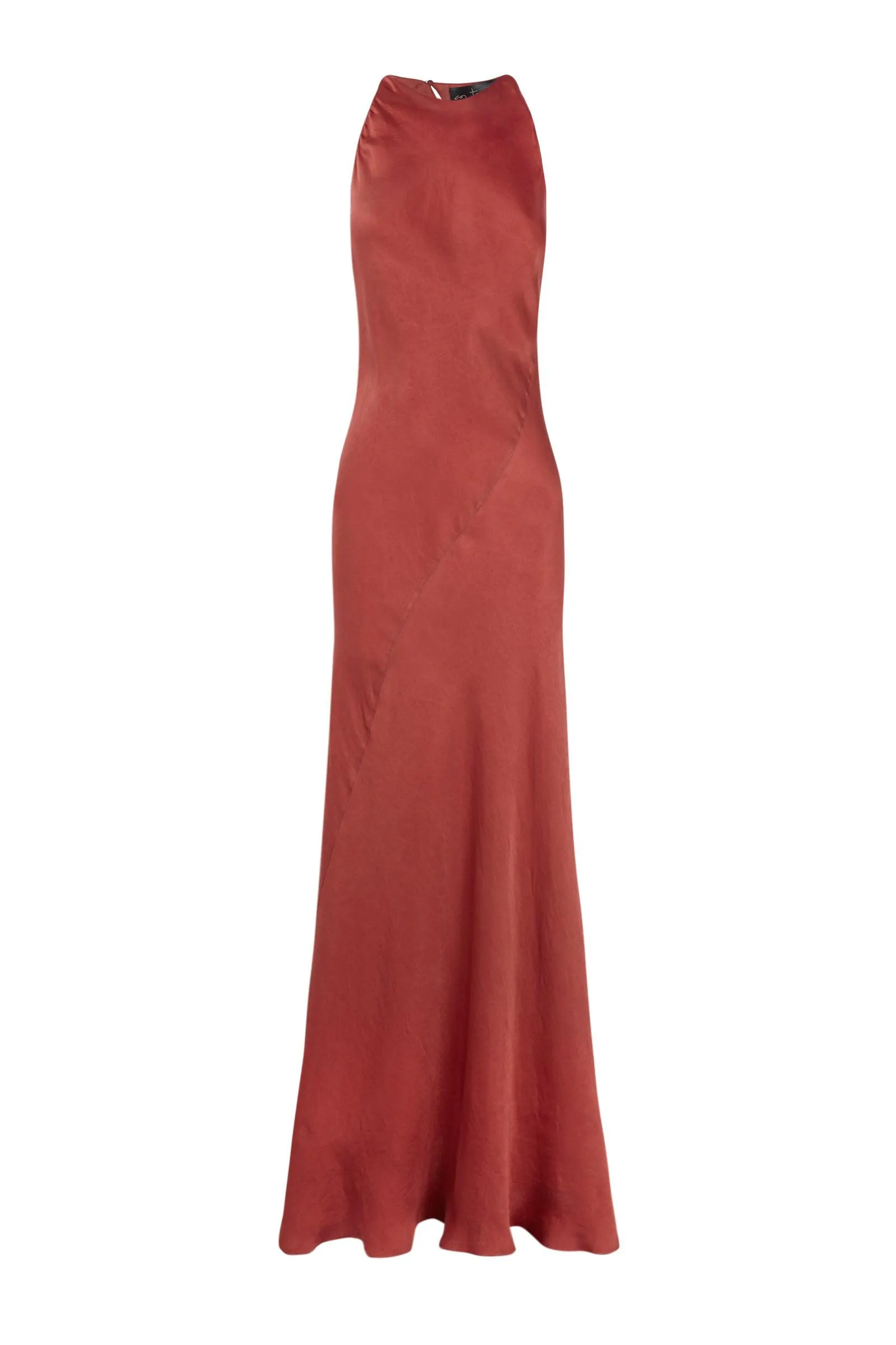 Sira, vestido largo en cupro rojo