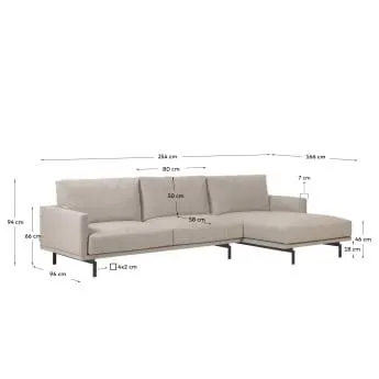 Sofá Galene 3 plazas con chaise longue derecho beige 254 cm FSC Mix Credit