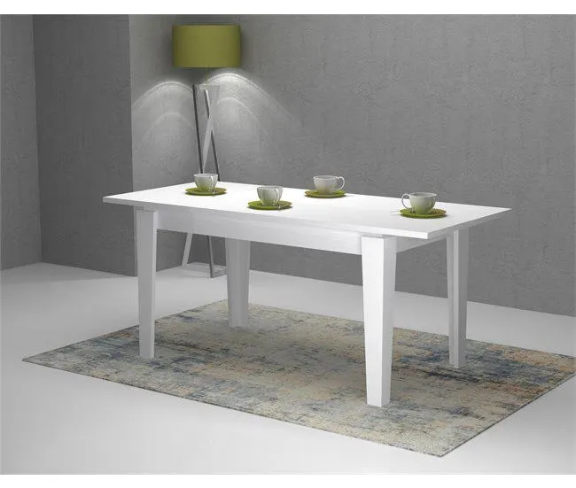 MESA DE COMEDOR EXTENSIBLE ALINA COLOR BLANCO 140 CM