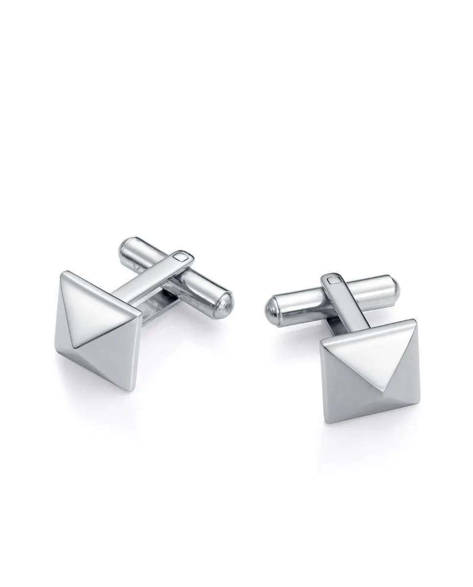 Gemelos Magnum de acero en forma de piramide