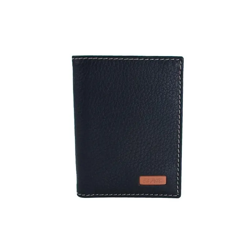 Cartera Billetero hombre en piel vacuno color negro - Mate