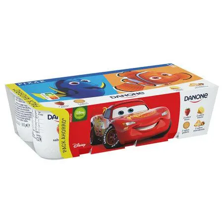 Yogur Danone pack 8 fresa limón macedonia galleta