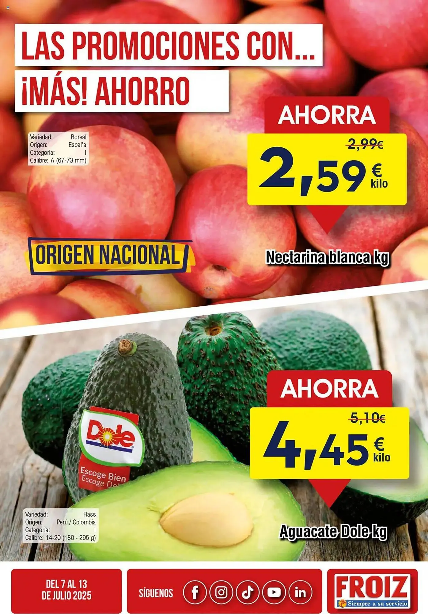 Catálogo de Folleto FROIZ 7 de julio al 13 de julio 2025 - Página 1