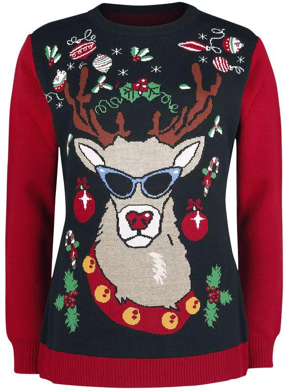 "Reindeer With Sunglasses" Christmas jumper multicolor de Jersey Navideño