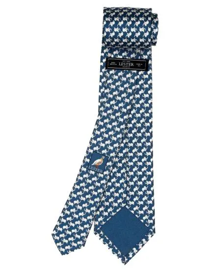 Corbata elefantes Azul/gris