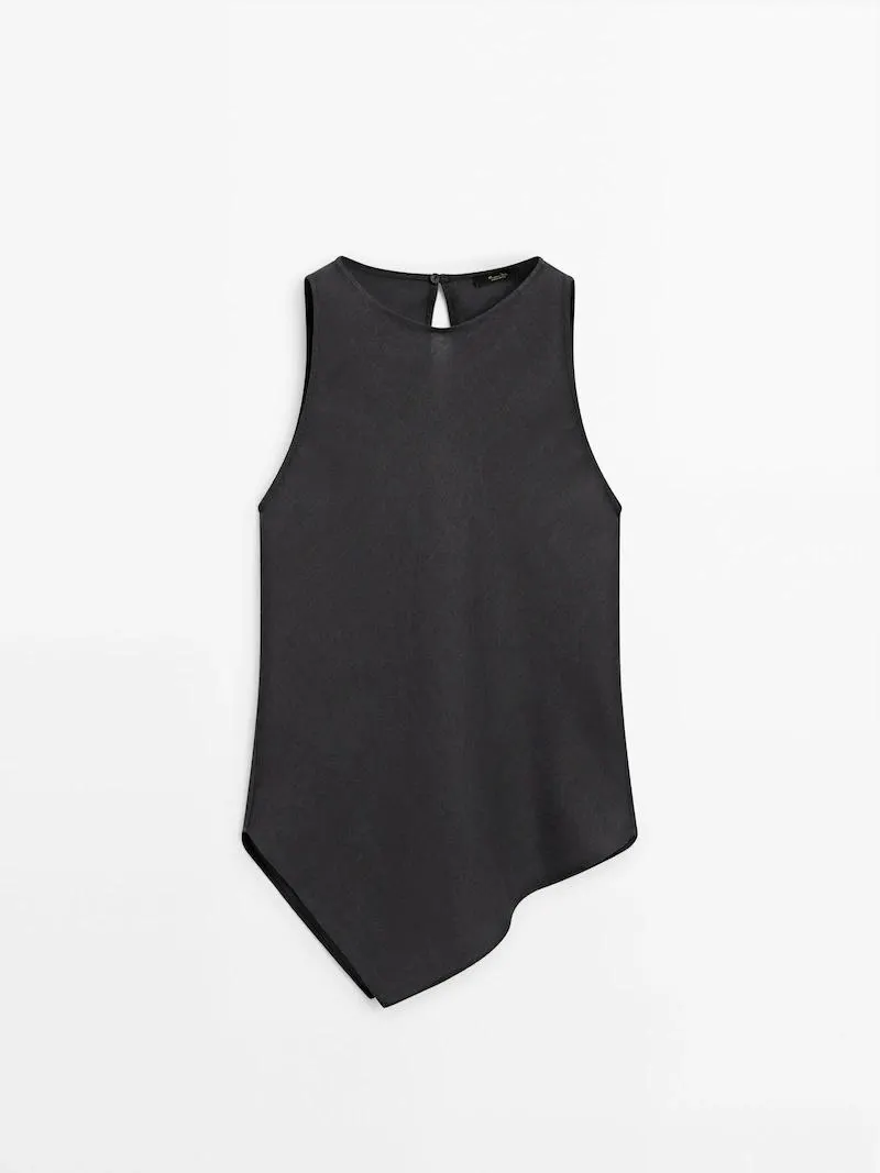 Top asimétrico 100% lino