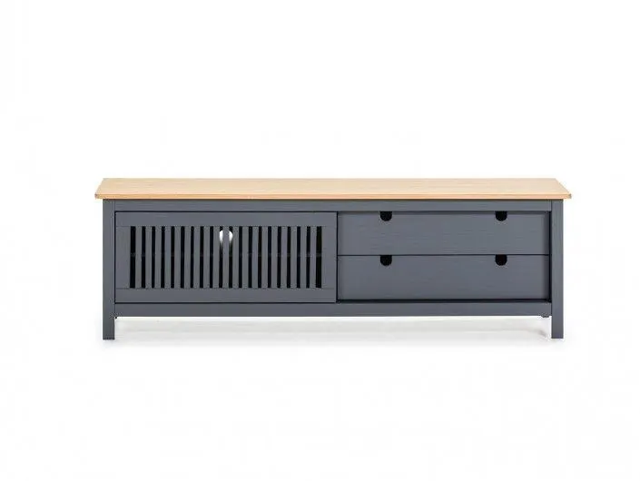 Mueble TV 1 puerta corredera y 2 cajones color cera-gris antracita