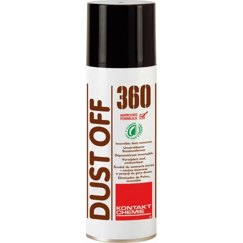 DUST OFF 360: Gas seco a presión. Soplador de polvo. Bajo GWP. No inflamable. Producto base HFO