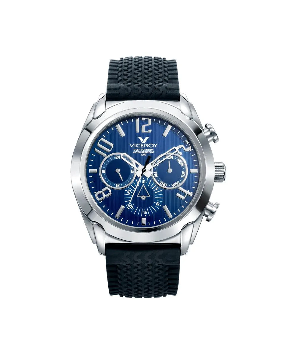 Reloj de hombre Magnum multifunción de acero y correa de silicona negra