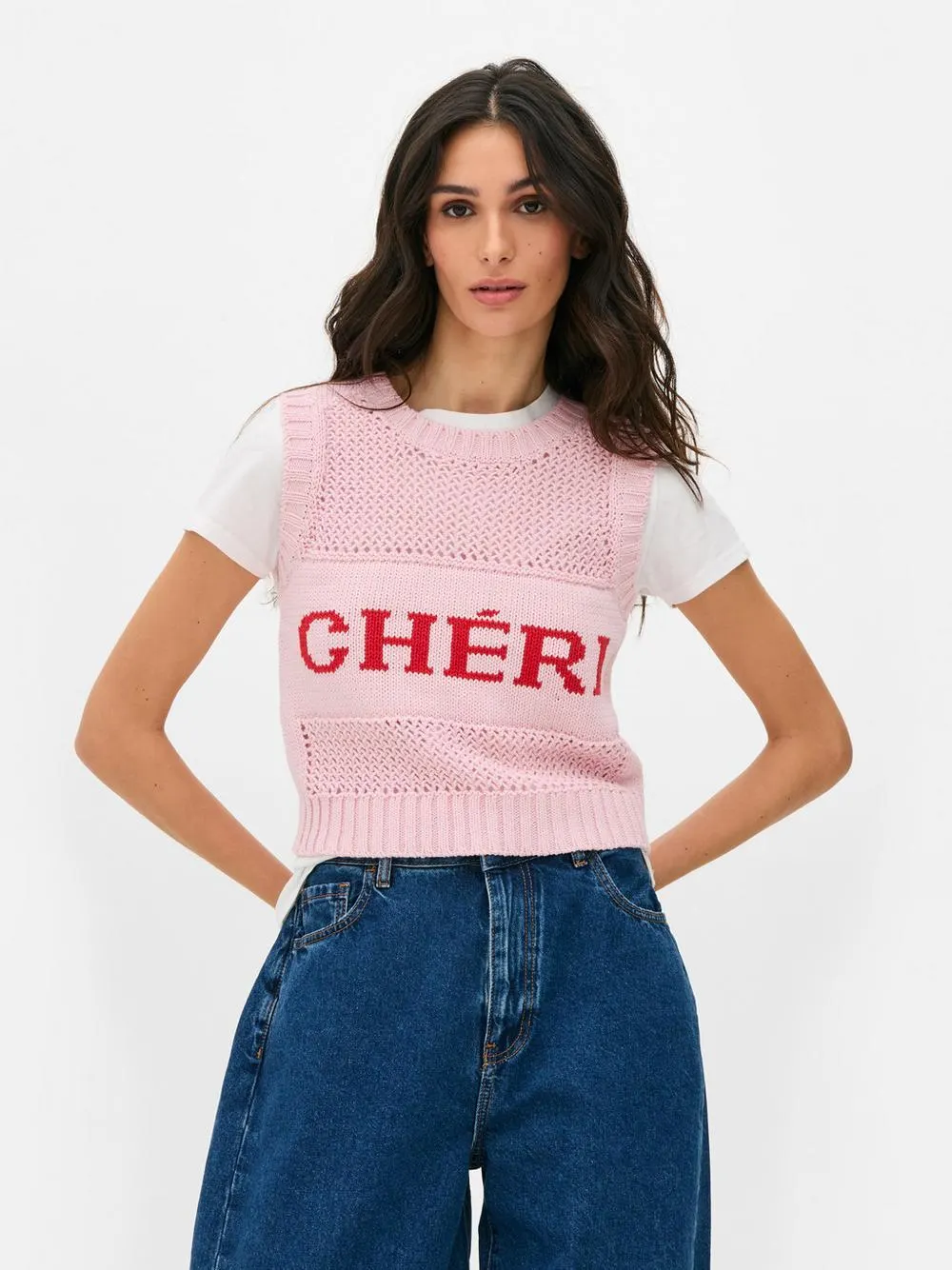 Canotta lavorata a maglia con scritta