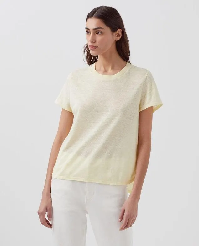 AMANDINE - Camiseta con cuello redondo de lino tender yellow