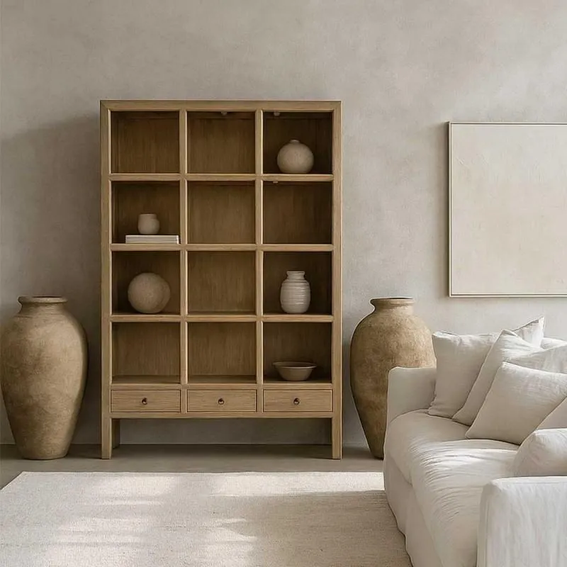 Elm wood bookcase 212cm, Palo Santo