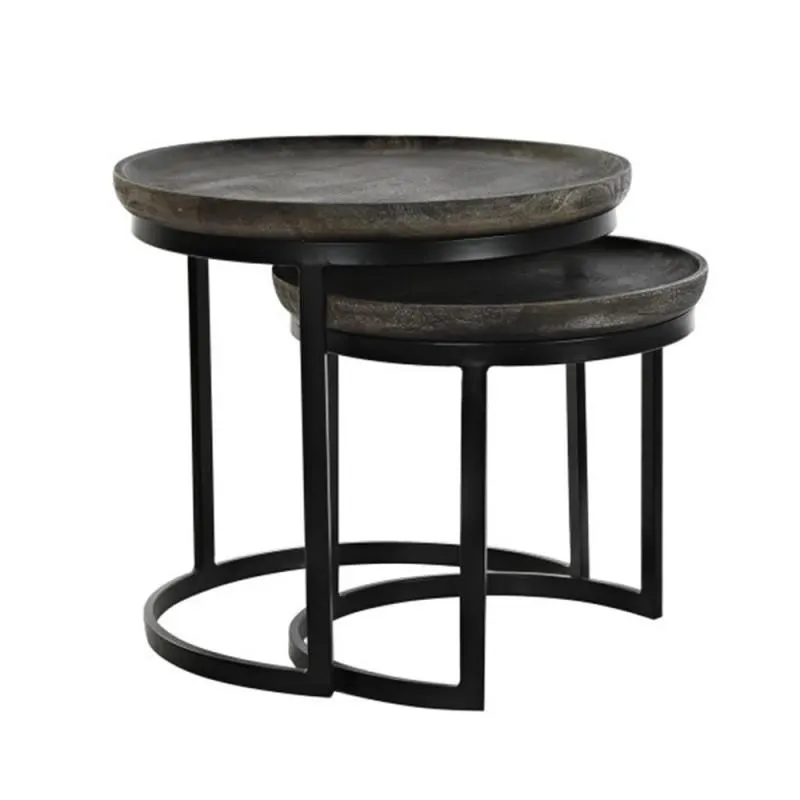 Set/ 2 auxiliary tables wood mango and metal