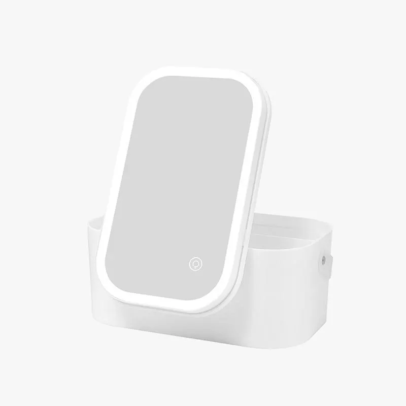 KRHÜNER ORGANIZADOR DE MAQUILLAJE CON ESPEJO BLANCO