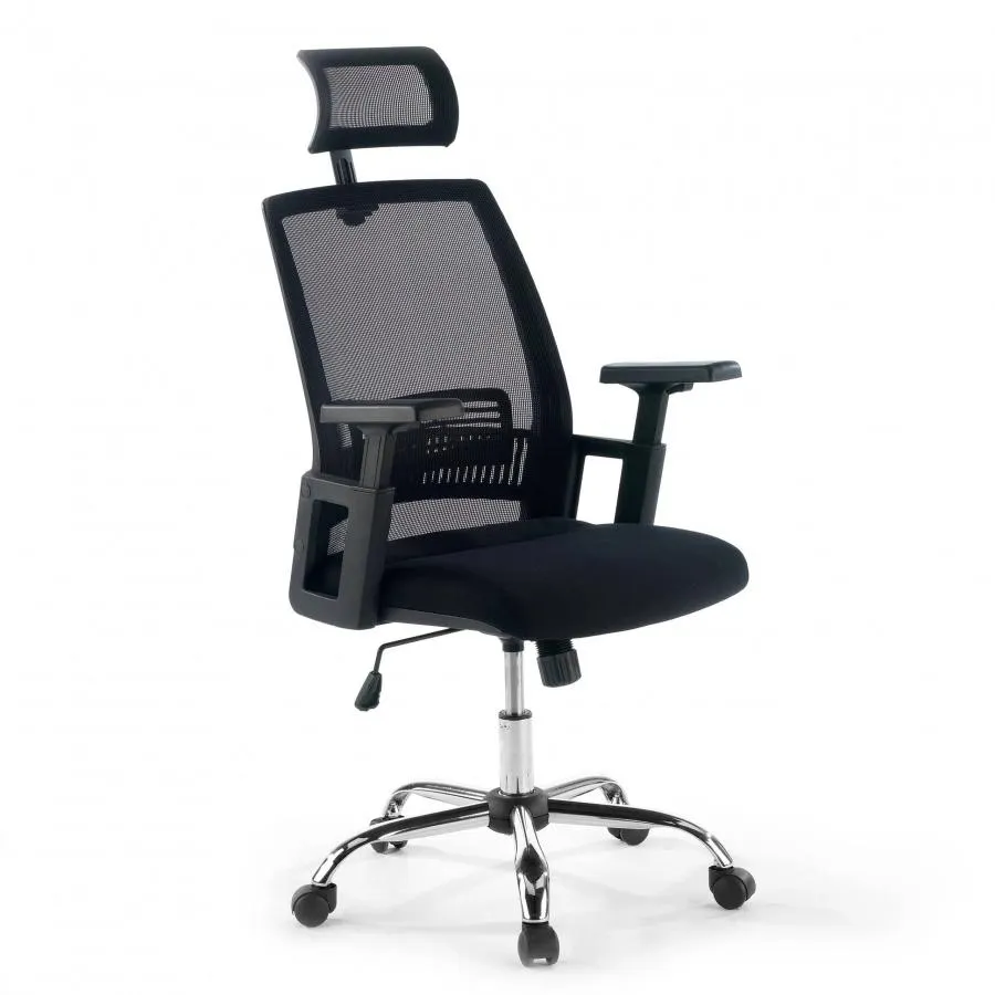 Silla de escritorio Storm con reposacabezas y lumbar - Negro