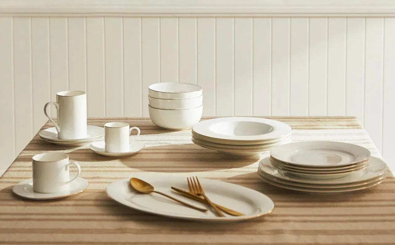 VAJILLA BONE CHINA FILO ORO