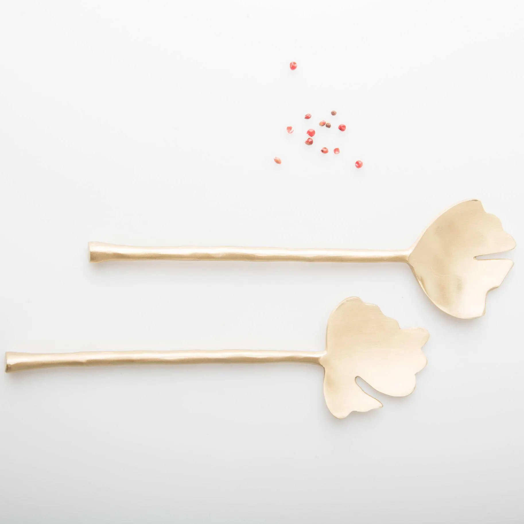 Leaves salad cutlery 2 pieces Brass