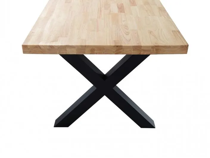 Mesa de comedor fija de 160 cm patas en X color roble-negro